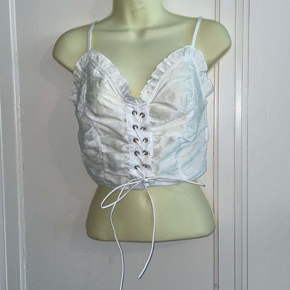 SHEIN white summer cropped‎ that laces up front
